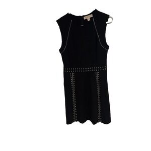 Michael Kors Womens Black Dress Medium Evening Work Studs Zippers Sleeveless